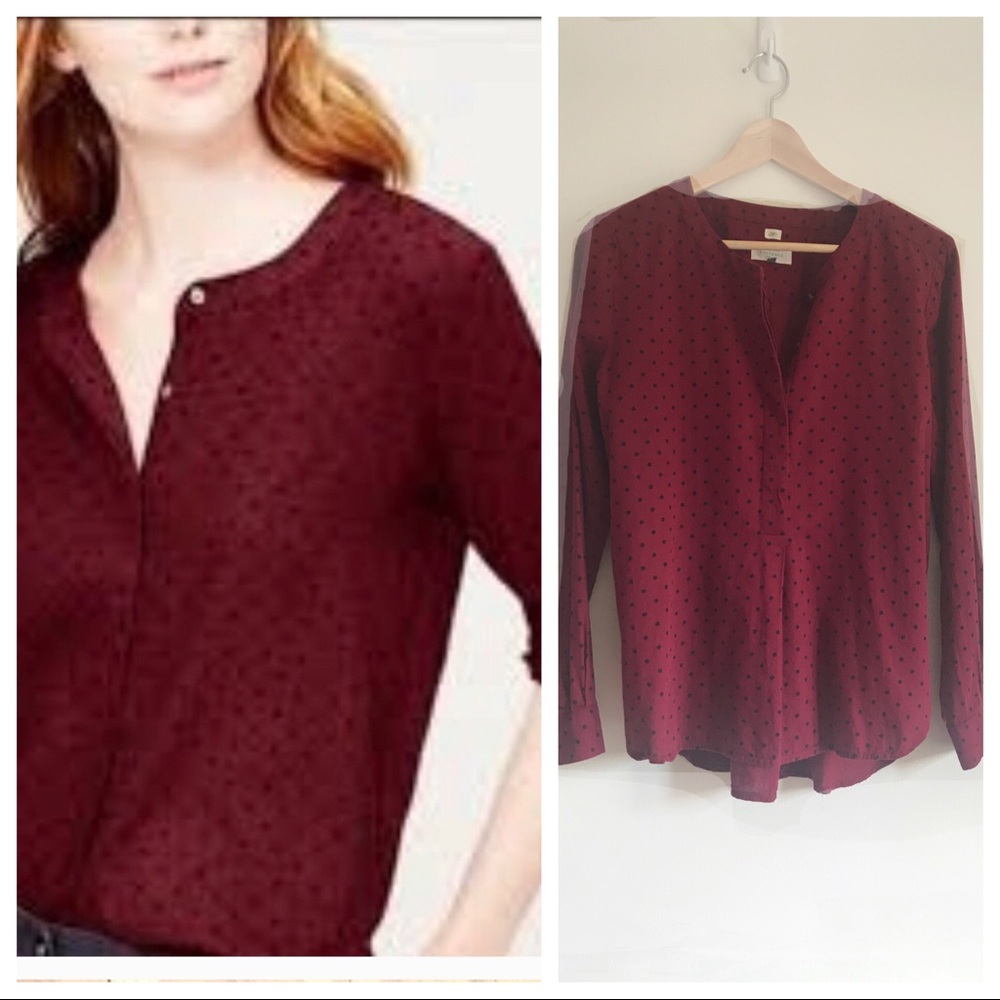 LOFT long sleeve softened polka dot shirt S